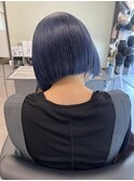 ブルーブラック ネイビー ボブ カラーカット ガルボ桟橋