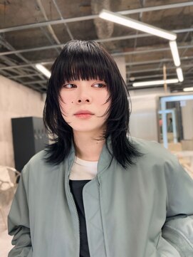 エヴァン(HEVIN) ミディアムウルフ☆ブルーブラック☆