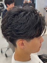 アンサー 渋谷(ANSWER)&nbsp;シースルーセンターパートフェザーパーマメンズ髪質改善縮毛矯正