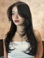 ロンド 銀座(Lond) ◎ ダークパープル/クラゲカット顔周りレイヤーミルクブラウン28