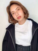 【山田】外国人風無造作カール柔らかベージュボブ