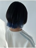 個性派インナーカラー×オーシャンブルー【ブリーチ要否】
