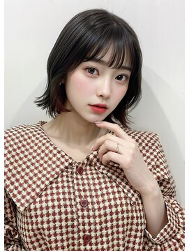 オリジンズヘアーセカンド 守谷店(Origins hair 2nd) 外ハネボブ×ピンク系イヤリングカラー