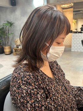 ティダスマイル ふじみ野店(tida smile) 脱白髪染め★白髪ぼかしハイライトミディアムウルフ