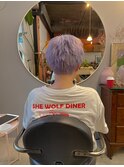 ケアブリーチダブルカラーショートヘアホワイトラベンダー韓国