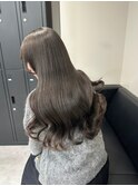 12254艶髪アッシュブラックグレージュ韓国風巻きレイヤーカット