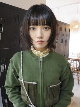 ヘアーアイストゥーレ(HAIR ICI TRE) 透明感カラーオリーブカラー赤み消しレイヤーカットボブミニボブ