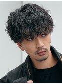 大分シャドウパーマメンズカットラウンドマッシュツーブロック