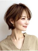40代50代60代/脱白髪染め白髪ぼかしハイライト/大人ショート