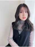 セミロング モノトーンベージュ ブリーチなしカラー