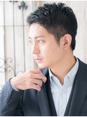 爽やかオールバックアッシュブラック刈り上ショートh仙台