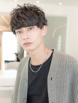 アッシュブラック/マッシュパーマ/刈り上げ/ツーブロック