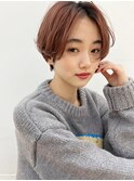 ベージュインナーカラーショートボブレイヤーミディアム前髪