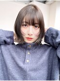 くすみベージュ秋色小顔オリーブカラーボブルフ_9871