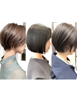 【福島】《カット+カラー+補修カバーミスト\6500/似合わせカット\4400》絶対似合うショート、ボブに定評有!