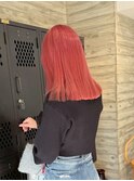 ピンクオレンジ暖色カラーブリーチダブルカラーケアブリーチ赤髪