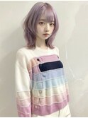 パープルピンク/ペールカラー/ブリーチカラー/レイヤーカット