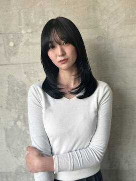 フレーム 博多店(FRAME) 黒髪コリアンブラック×レイヤーカット【福岡/博多】