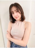 シースルーバング/内巻きボブ/おくれ毛