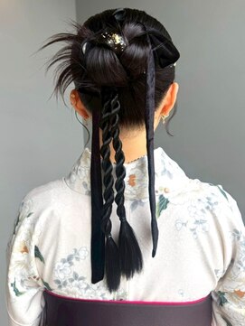 ナカオコアフュール(NAKAO COIFFURE) 卒業式 袴ヘアセット 着物へアアレンジ カチモリ ロープ編み