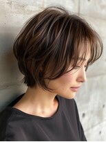 ルーファス 下北沢(Ruufus) 【40代50代60代】大人丸みショートボブ/前髪あり/白髪ぼかし