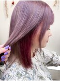 ラベンダーグレージュカラー韓国風ハイトーン酸性ストレート艶々
