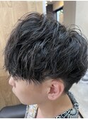 MEN’SHAIR ウルフ アッシュブラックカルマパーマベリーショート