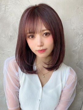 ラルユー 金山(LallYou) 黒髪/グレーベージュ/レイヤーロング/前髪パーマ