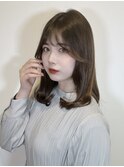 レディースミディアムスタイルおくれ毛韓国風