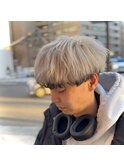 エンドカラー×メンズ前下がりマッシュ×カルマパーマ仕上げ
