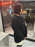 顎ライン平行切りっぱなしボブ