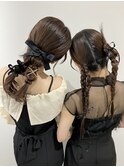 編み下ろし×ツインテール　ヘアセット/着付け/ヘアメイク/韓国