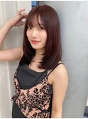 小顔ワイドバングイメチェンレイヤー美髪カシスピンク髪質改善2