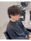 マッシュウルフ無造作パーマ