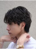 渋谷メンズマッシュウルフカット緩めシャドウパーマルーズパーマ