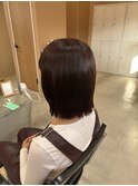 切りっぱなしボブ/ボブヘア/カシスブラウン/ボルドーカラー
