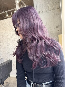 ムード(mood) パープルカラー/ブリーチ/ダブルカラー/ピンクパープル/ロング