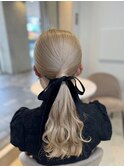 ホワイトグレージュミニウルフヘアセットハイライト