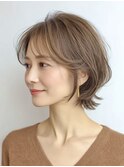 似合わせショートボブ白髪ぼかし脱白髪染め40代50代60代♪