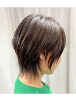 ツムグ 代官山店(TUMUGU) 小顔ショートボブ丸みショート×アッシュオリーブ白髪ぼかし