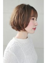 ヘアーデザイン ミヤビ 広尾(HAIR DESIGN MIYABI) 艶見えキュートなふんわりショートボブ×オリーブカラー