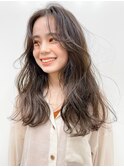 小顔前髪顔周りレイヤー×グレージュカラー デザインカラー