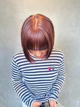 ガーデンヨコハマ(GARDEN YOKOHAMA) ミニボブ ブリーチなしカラー オレンジ 暖色 フルバング