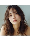 大人可愛い美髪前髪愛されナチュラルカールモテ髪