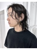 メンズミディアムボブパーマニュアンスウェーブ
