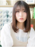 ★モカブラウン裾カラーワンカール艶感ストレート20代30代★10