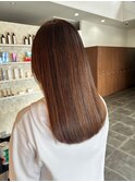 髪質改善ストレート×20代艶々ブラウンカラー