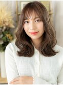抜け感斜めバング韓国風巻きニュアンスパーマa戸頭20代30代40代