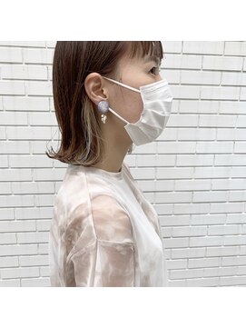 フェンヘアーアイス 中目黒(Fen.hair ici) ポイントカラー オレンジ ベージュ 切りっぱなしボブ
