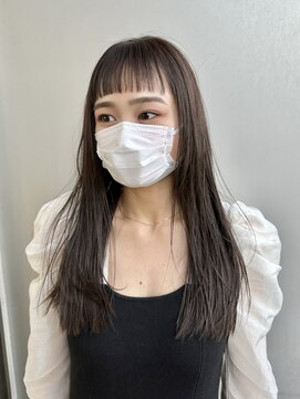 エアー 青山(AIR) オン眉/前髪カット/グレーベージュカラー/サラ艶レイヤーロング